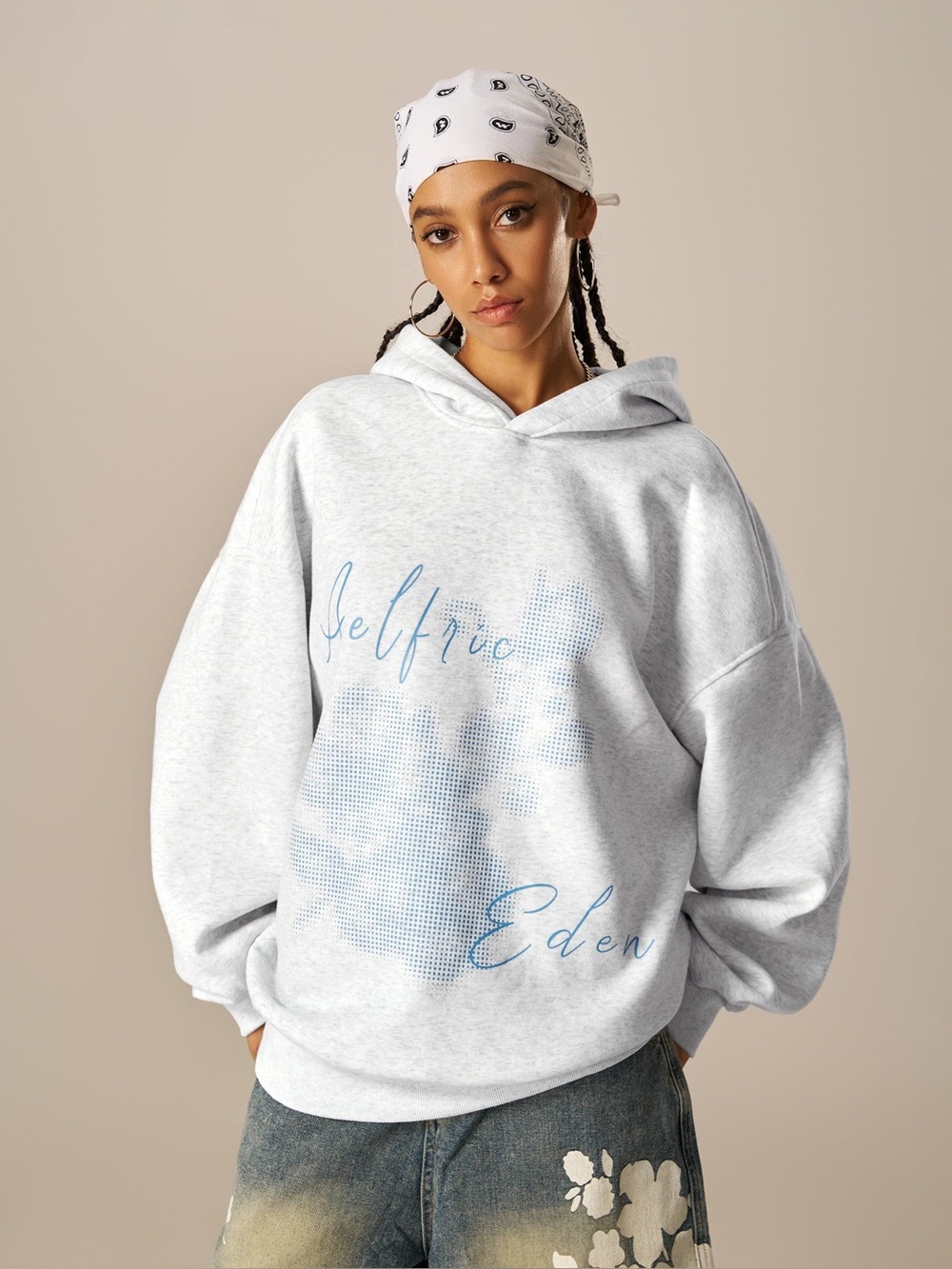 AELFRIC EDEN OVERSIZED FLOWER PATTERN HOODIE XS